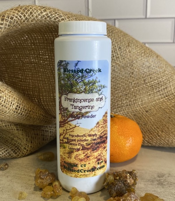 frankincense and tangerine body powder