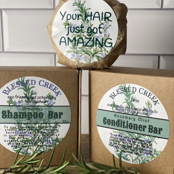 shampoo and conditioner bar set rosemary mint
